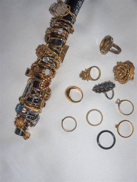 A Whole Bunch Of Vintage Costume Jewelry Rings Set Up As A Lot A Few