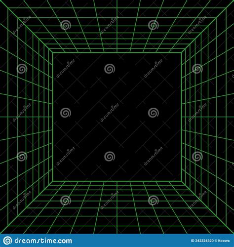 Wireframe Perspective Cube 3d Wireframe Grid Room 3d Perspective