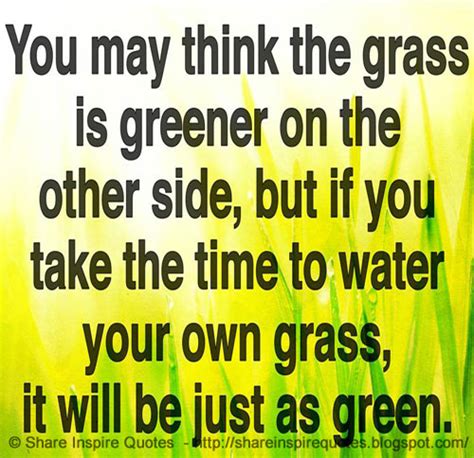 You May Think The Grass Is Greener On The Other Side But If You Take