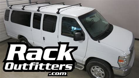 Ford E Series Van With Thule Four Crossbar Ladder Cargo Roof Rack Youtube