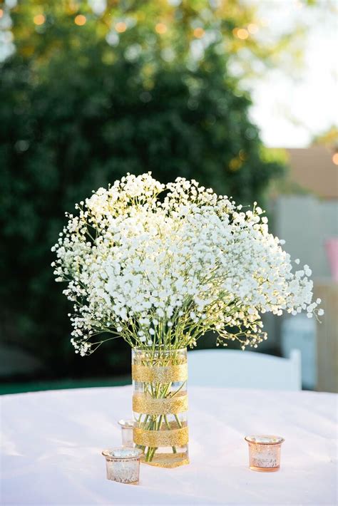 Check spelling or type a new query. Gold Sparkly Vase with Baby's Breath Centerpiece