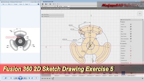 Fusion 360 2d Sketch Drawing Practice Tutorial Exercise 5 Youtube