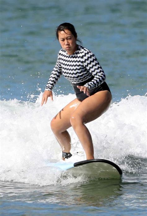 Priscilla Chan In A Black And White Swimsuit Hits The Waves In Hawaii