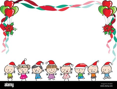 Vector Dibujos Animados Feliz Navidad Niños Fondo Imagen Vector De