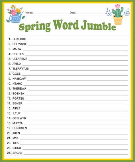 Printable Jumble Word Puzzles Jumbled Words Jumble Word Puzzle