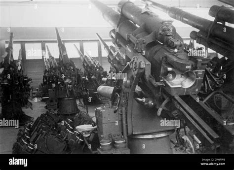 German Anti Aircraft Guns In A Supply Station 1942 Stock Photo Alamy