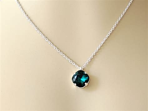 Crystal Emerald Necklace Emerald Green Crystal Necklace Etsy