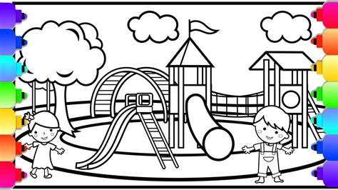 Thank you for visiting kids at park on seesaw colouring picture. Playground clipart color, Playground color Transparent ...