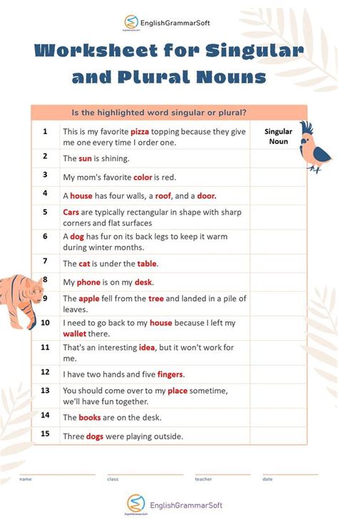 Singular And Plural Nouns Worksheet Plural Nouns Worksheet Plurals
