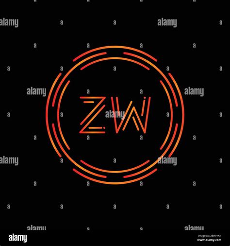Initial Zw Logo Design Vector Template Digital Circle Letter Zw
