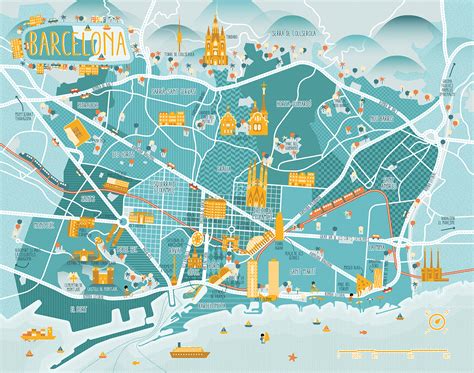 A Map Of Barcelona On Behance Mapas De Viaje Diseño Del Mapa Mapa
