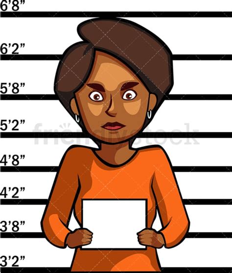 Black Woman Police Mugshot Cartoon Vector Clipart Friendlystock