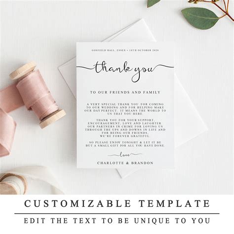 Add a personal note to express how much the gift means to you. DIY Thank You Card Template Wedding Thank You Cards | Etsy