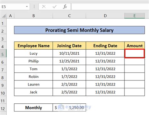 How To Calculate Prorated Salary In Excel 3 Suitable Ways