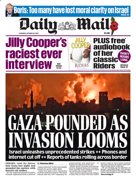 Daily Mail Front Page 28th Of October 2023 Tomorrows Papers Today