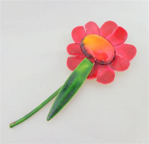 Vintage Original By Robert Enamel Flower Pin From Riverroadcollectibles