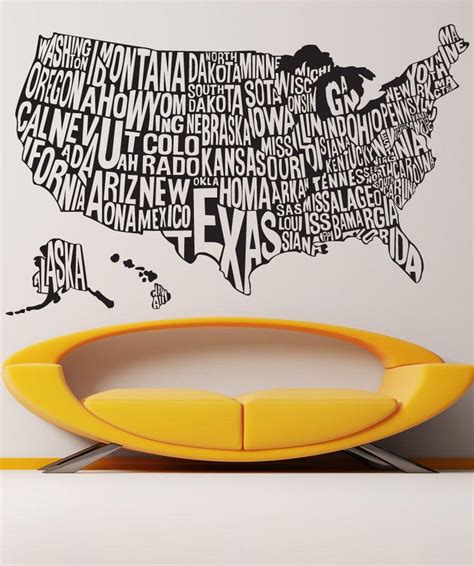 United States Of America Map Vinyl Wall Decal Sticker 1275 Map Wall
