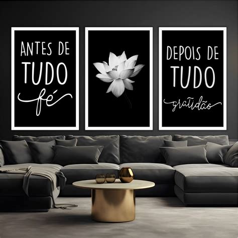 Quadro Decorativo Antes De Tudo F Preto Kit Modelo Big S Luxuoso