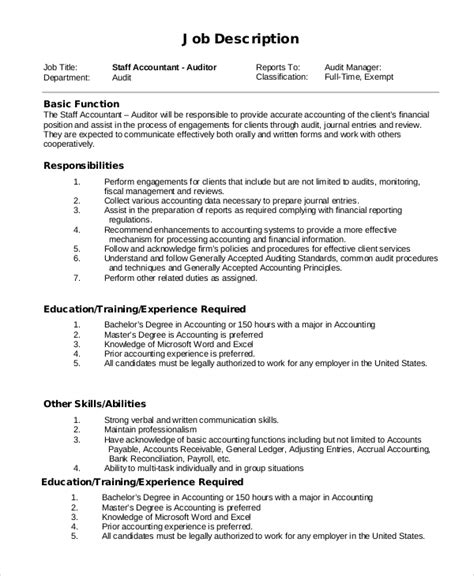 Free 9 Sample Staff Accountant Job Descriptions In Pdf Ms Word