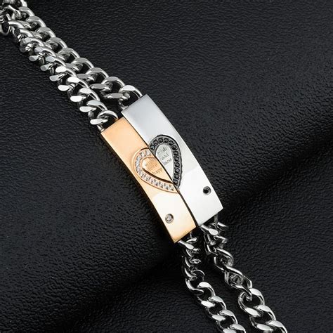 Steel Half Heart Bracelet For Couple Cf Jewelry