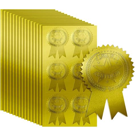 Buy 200 Pieces Ribbon Embossed Seal And Gold Foil Certificate Seal