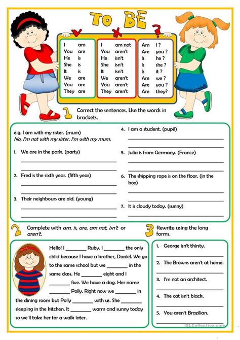 To Be Verb Worksheets For Teachers