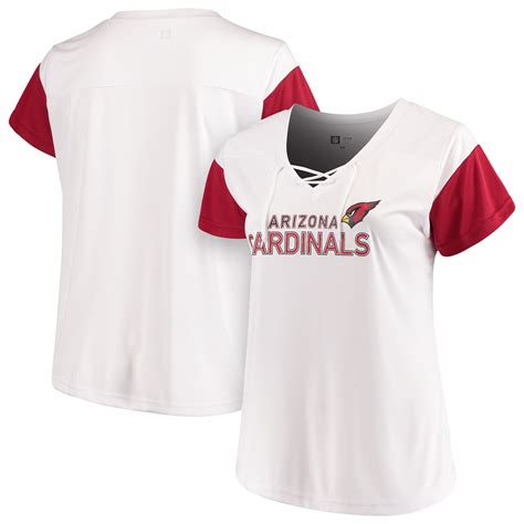 Arizona Cardinals Majestic Womens Lace Up V Neck T Shirt White
