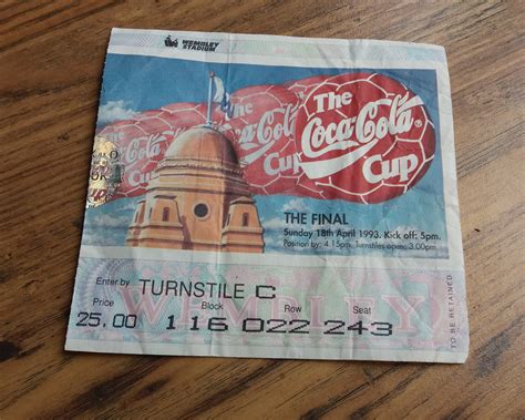 1993 League Cup Final Ticket Arsenal Vs Sheff Weds Cup Final Programmes