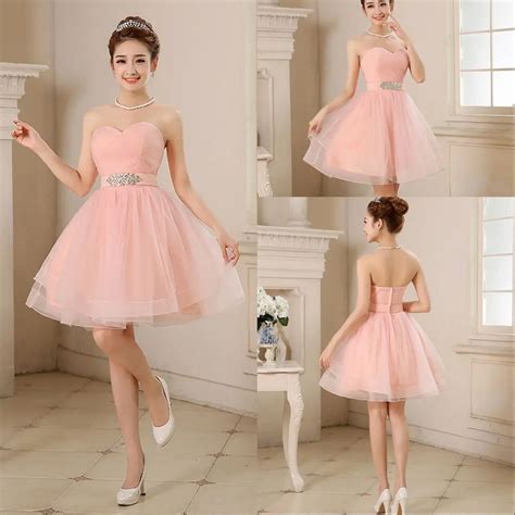 Cheap Sexy Sweet Sweetheart Beading A Line Sweet 16 Year Old Short Pink Prom Dresses Tulle 