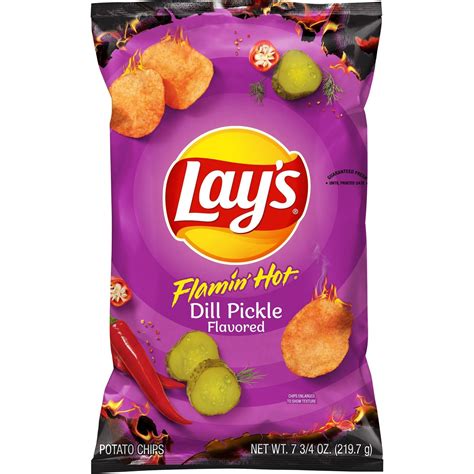 Lays Flamin Hot Dill Pickle Potato Chips 775oz Potato Chips Dill Pickle Chips Dill Pickle