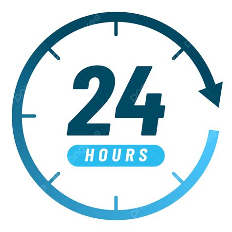 Open 24 Hours Sign Design With Crcle Blue Gradation Arrow And Clock