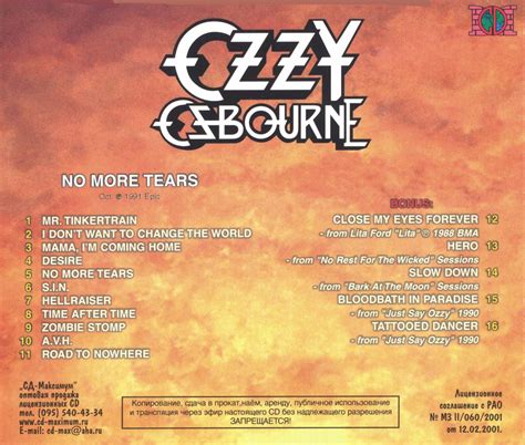Ozzy Osbourne Cd No More Tears