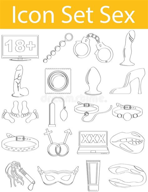 Drawn Doodle Lined Icon Set Sex Stock Vector Illustration Of Collar
