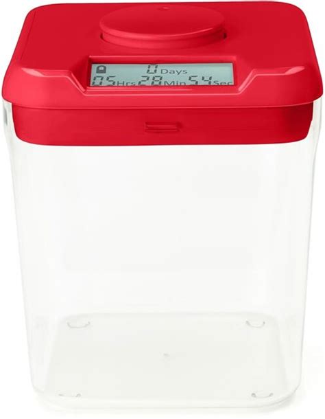 Kitchen Safe Time Locking Container Red Lid Clear Base 55
