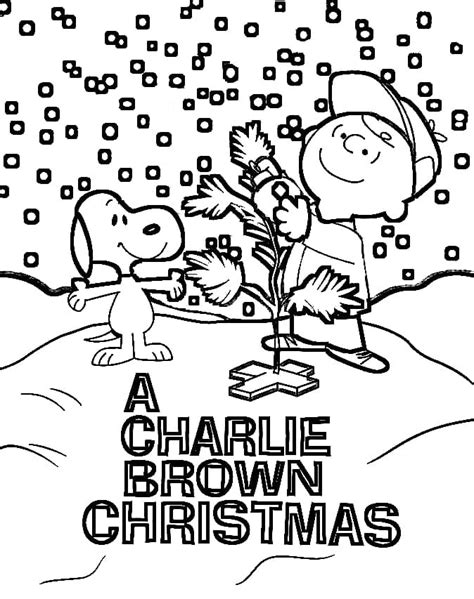 Charlie Brown And Snoopy On Christmas Coloring Page Download Print