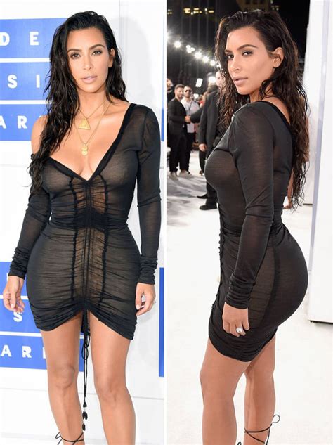 Kim Kardashian Flashes Ample Assets As She Goes Braless In Sheer Mini Dress At Mtv Vmas