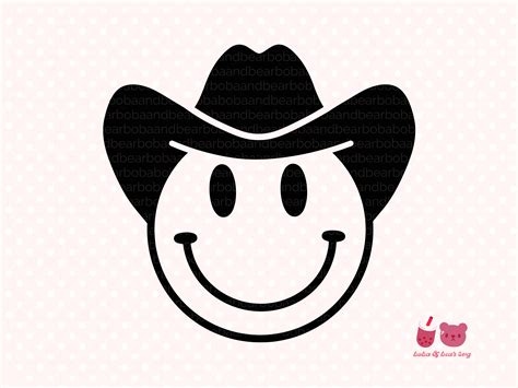Smiley Face Cowboy Svg Happy Face Cowboy Hat Png Western Etsy