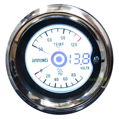 Autotecnica 3 In 1 Lcd Water Temperature Oil Pressure And Volts Gauge