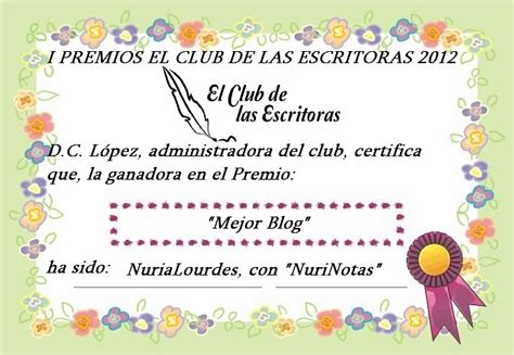 Entrega De Diplomas A Las Ganadoras Del I Premio El Club De Las