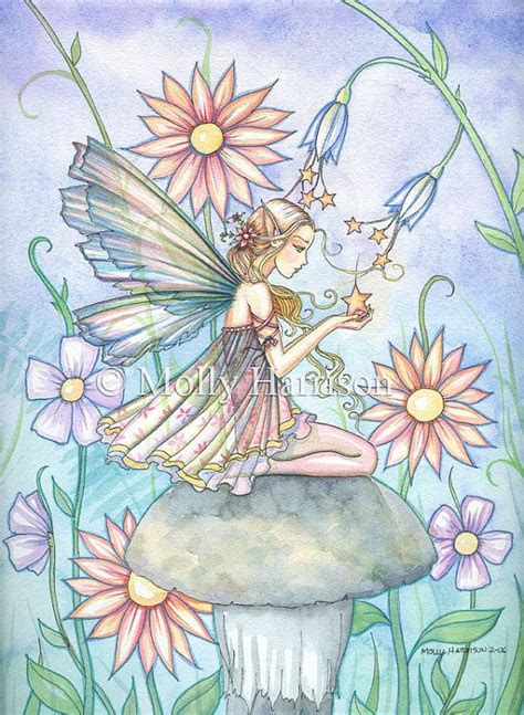 Garden Of Wishes Flower Fairy Watercolor Illustration Fine Art Giclee