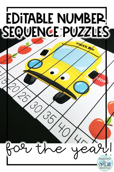 Editable Number Sequence Puzzles For The Year Basic Math Skills