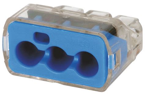 Ideal Push In Connector 3 Port Blue 14 To 10 Awg Solid 14 To 10 Awg Stranded Wire Range