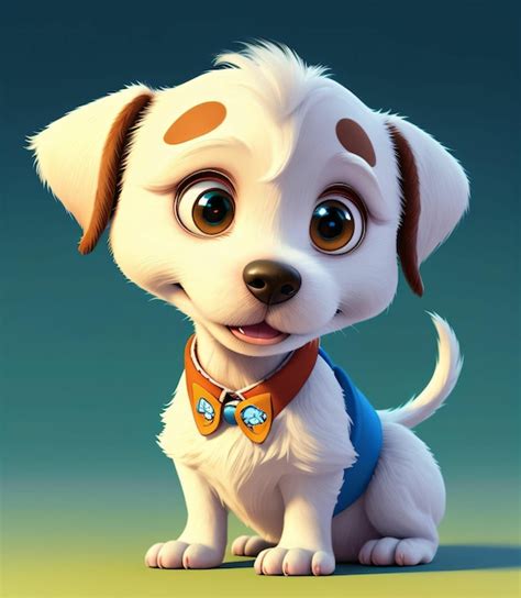 Premium Photo White Dog Cartoon