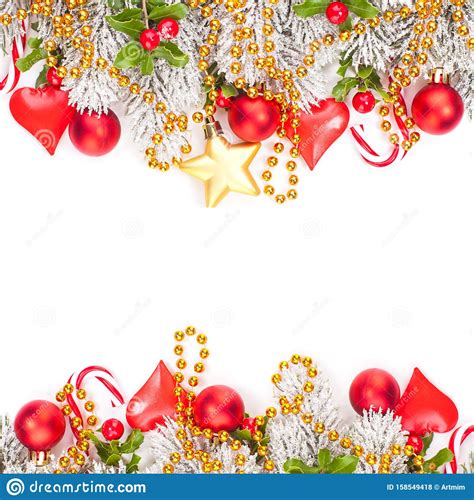 Perfect Christmas Border Composition With Red Holly