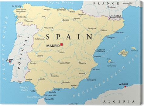 Die freie und zeitlich unbeschränkte. Leinwandbild Spanien Karte • Pixers® - Wir leben, um zu ...