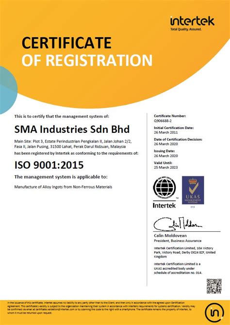 Official reference contact is from other original bill of ladings, including email, phone, fax. ISO Cert. (Ukas) 26 Mar 2020 to 25 Mar 2023-SMA Industries ...