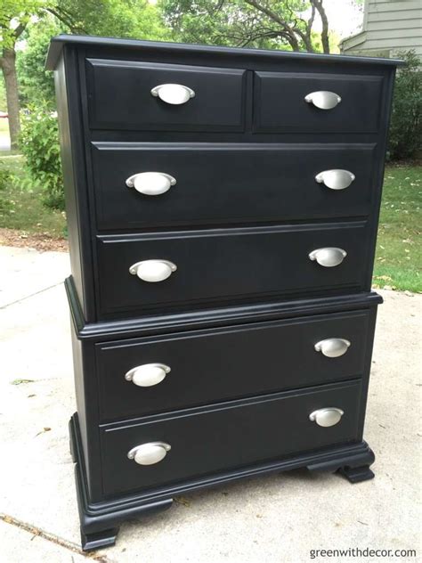 Diy blog sharing our home, budget decorating tips with repurposed farmhouse decor. Green With Decor - A dresser makeover with spray paint