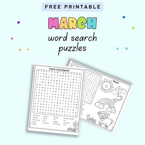 Free March Word Search Printable The Artisan Life