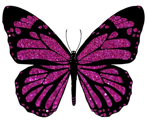 Pink Glitter Butterfly Design 24134730 Png