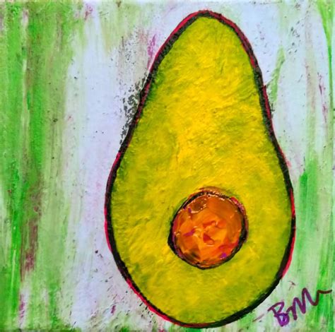 Avocado Original Painting Unique Artwork Abstract Etsy